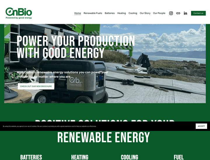 The rebuilt show home for onbio.co.uk in the new shell