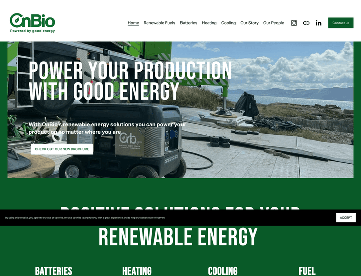 The old Squarespace site for onbio.co.uk, before Bernard's move