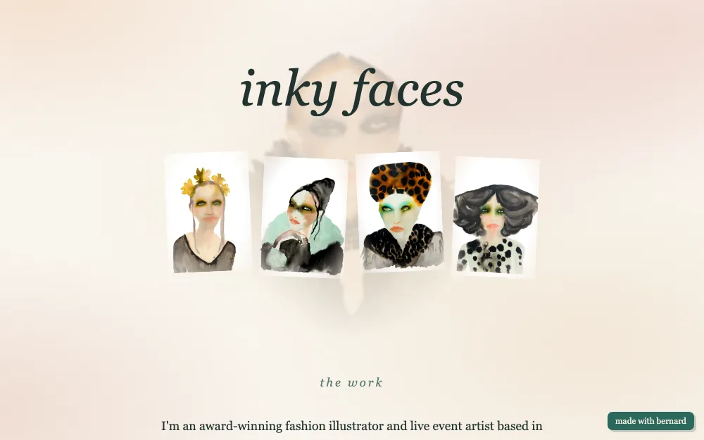 inkyfaces.com — a live site hosted by Bernard